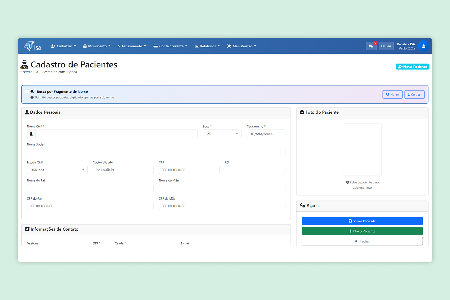 Cadastro de Clientes ISA Salão